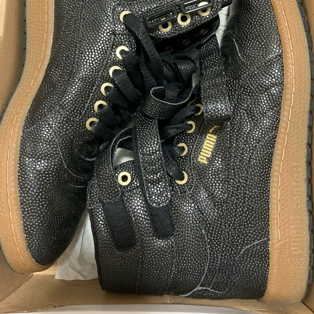 Puma Ski II Hi - Black/Gold Bubble gum bottom